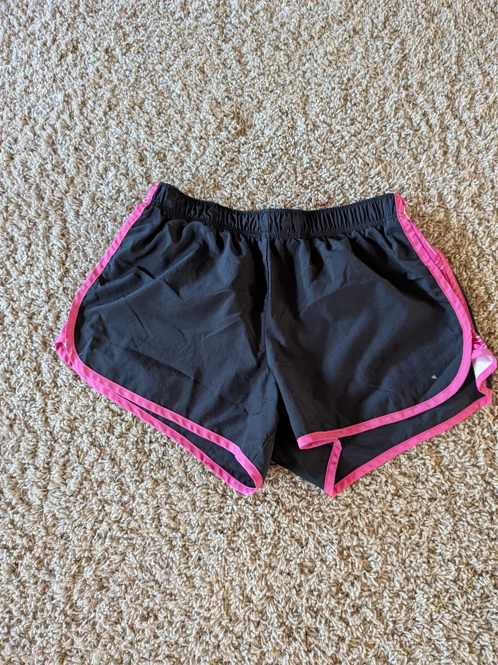 Black Athletic Shorts with Pink Trim - Women's Running Shorts